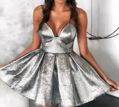 Sparkly Silver Short Homecoming Dresses