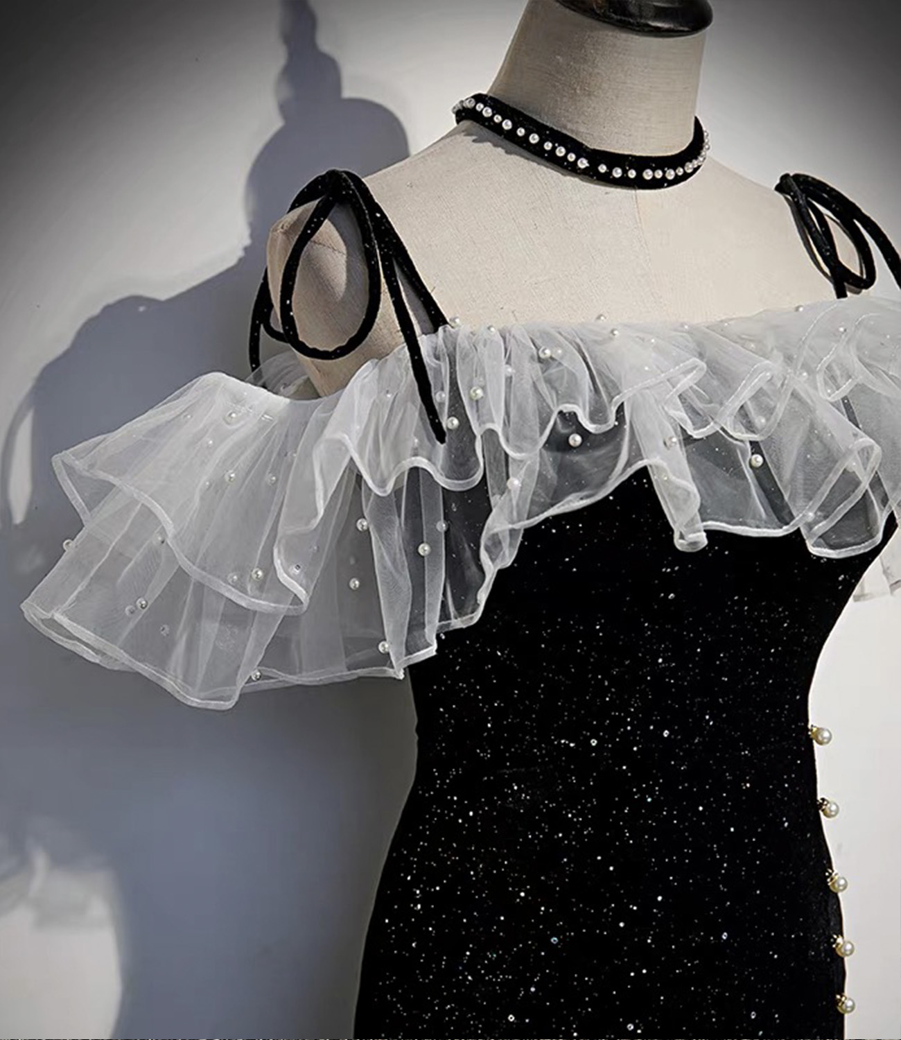 Black long mermaid prom dress black evening dress