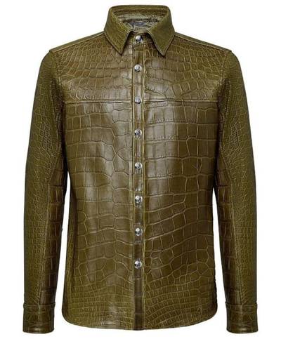 New Handmade Embossed Alligator Leather Olive Fashion Jacket For Men’s