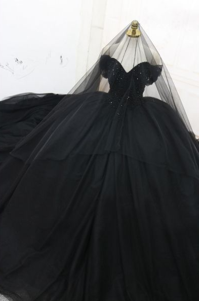 Off-the-Shoulder Beading Ball Gown Party Dress