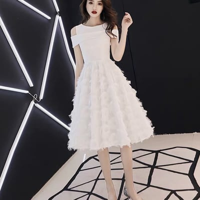 White a line short prom dress homecoming dress - Thumbnail 3