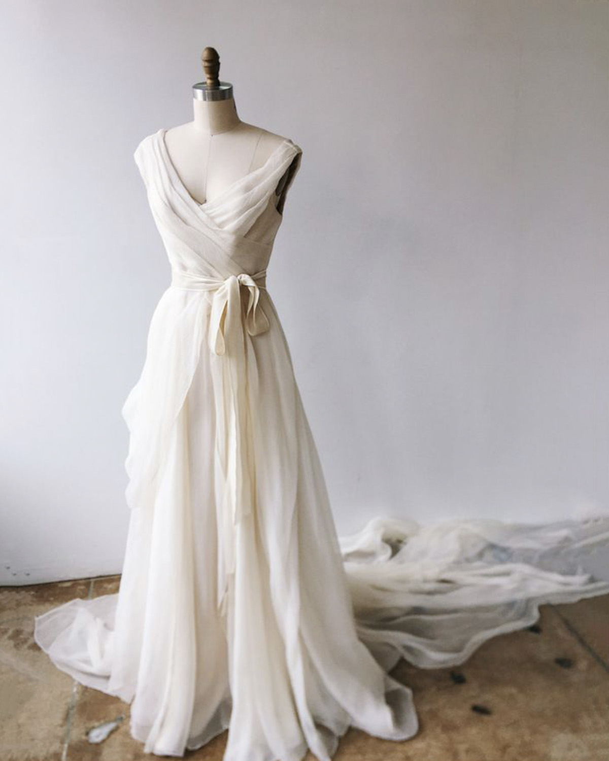 Champagne chiffon long A line prom dress evening dress