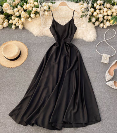 A Line V Neck Long Prom Dress