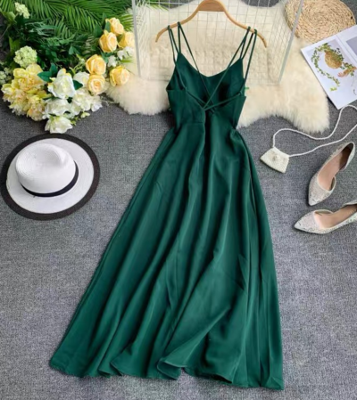 Simple long backless prom dress