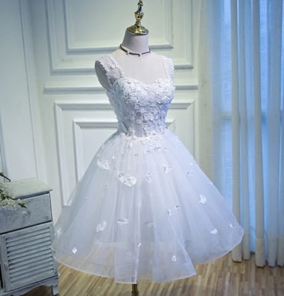 Cute A line lace satin short homecoming dress