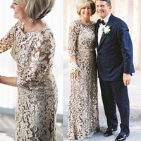 Elegant Sheath Lace Long Seeves Mother of Brides Dress - Thumbnail 1