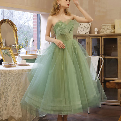 Green tulle short prom dress homecoming dress - Thumbnail 3