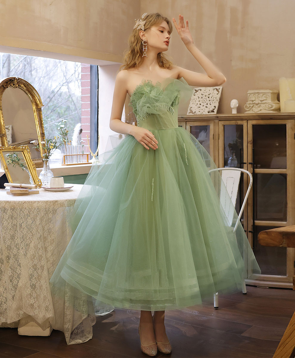 Green tulle short prom dress homecoming dress