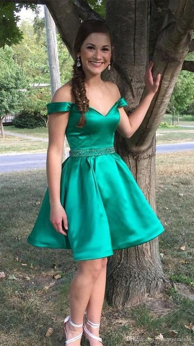 SP1639,Off the Shoulder Homecoming Dress,Short Prom Dress ,Dresses For Graduation Party,Mini Evening Dress,Green Formal Dress