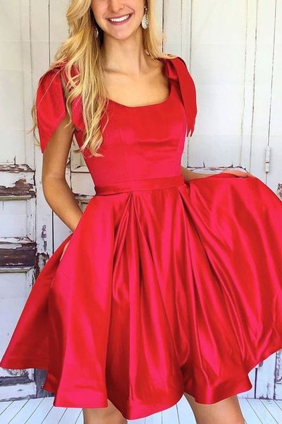 SP1640,Red A-Line Homecoming Dresses,Short School Party Dresses
