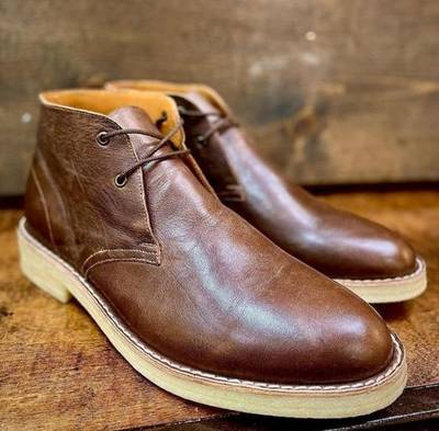 New Handmade Dark Brown Leather Chukka boots for Men's