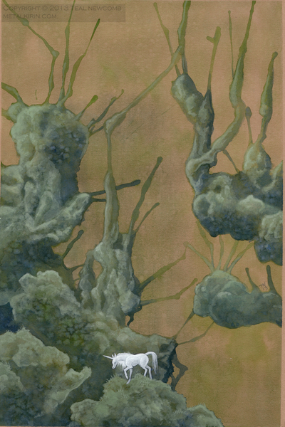 Original fantasy Unicorn painting: Quest