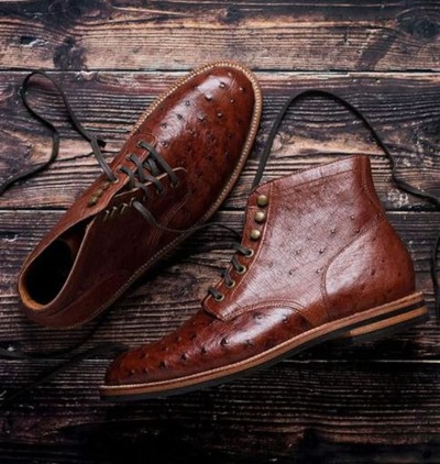 New Handmade Brown Leather Lace Up Ankle Boots for Men's