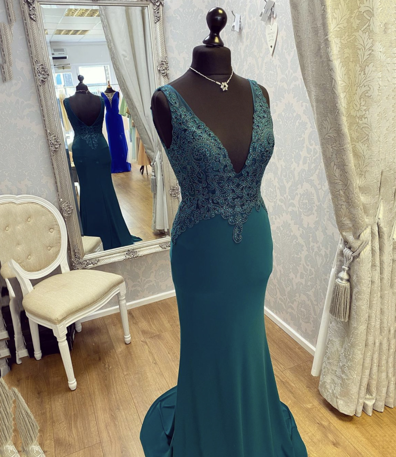 Mermaid lace long prom dress evening dress