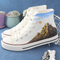 New Ukiyo-e sea waves mountain sunset hand-painted shoes - Thumbnail 3