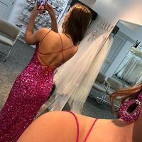 Sexy Mermaid Fuchsia Sequins Prom Dresses with Split, Straps Party Dresses - Thumbnail 2