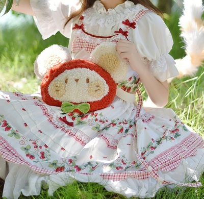 Cute Strawberry Teddy Bear Shoulder Messenger Bag