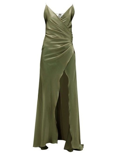 Olive Green Prom Dresses Spaghetti Straps Split,578
