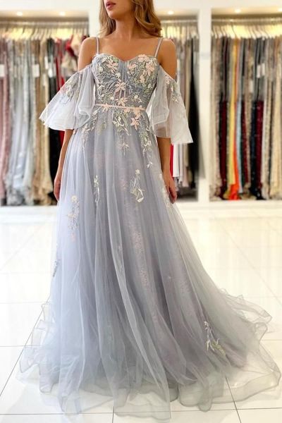 SP1683,Vintage Long Tulle Evening Prom Dress Online With Appliques