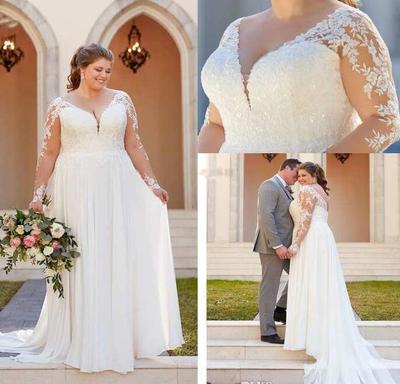Plus Size Wedding Dresses Bridal Gown with Sleeves