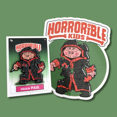 Horrorible Kids Jigsaw PAUL - Limited Edition Enamel Pin and Sticker