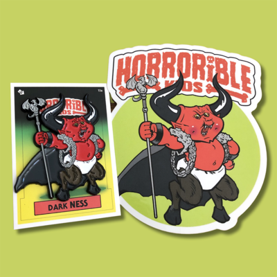 Horrorible Kids Dark NESS - Limited Edition Enamel Pin and Sticker