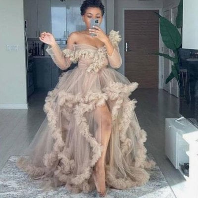 Plus size off the shoulder prom dresses - Thumbnail 4