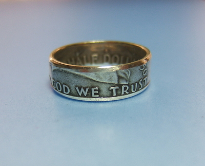 Silver Coin Ring ~ Ben Franklin Half Dollar