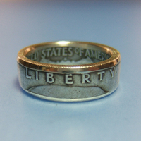 Silver Coin Ring ~ Ben Franklin Half Dollar - Thumbnail 1