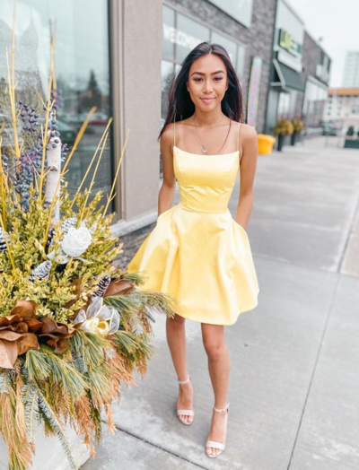 Cute Yellow Short Homecoming Dress