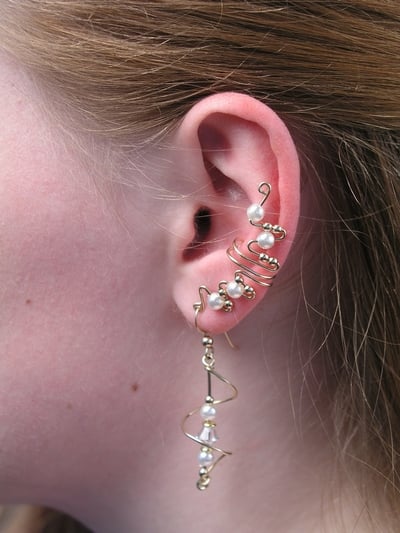 2 Gold Filled Full Ear Cuffs with Matching Pair Spiral Earrings