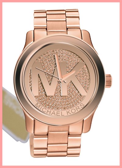 Michael kors oversized rose gold runway ladies watch 3-hand glitz #mk5661