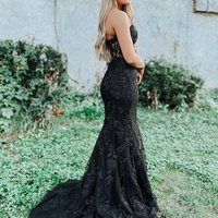 Cute Mermaid Sweetheart Black Lace Prom Dresses for 2022 - Thumbnail 1