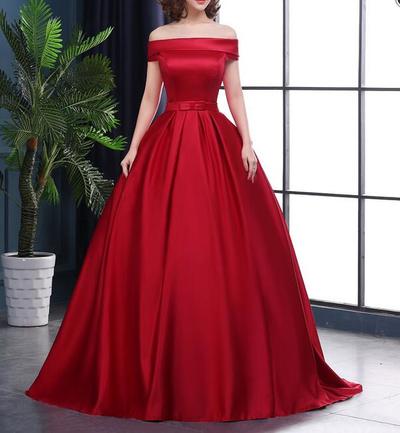 A Line satin long prom dress,evening dress