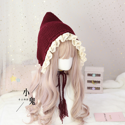 Kawaii Lace Tassel Bandage Woolen Hat Sweet