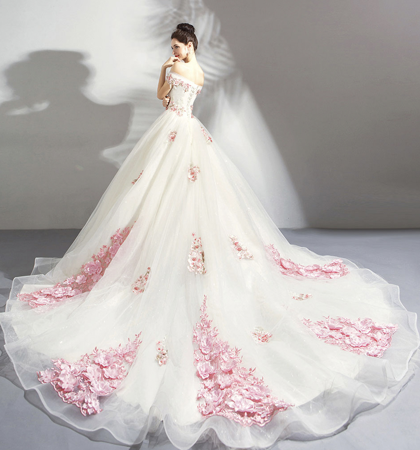 Stylish tulle applique long ball gown dress formal dress