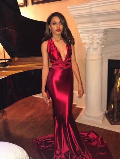 Sexy Mermaid Dark Red Prom Dress,Evening Dress
