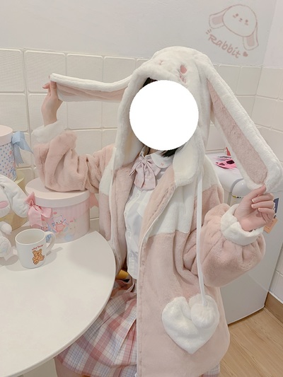 Cute Animal Rabbit Bunny Bear Puppy Cat Plush Coat Jacket