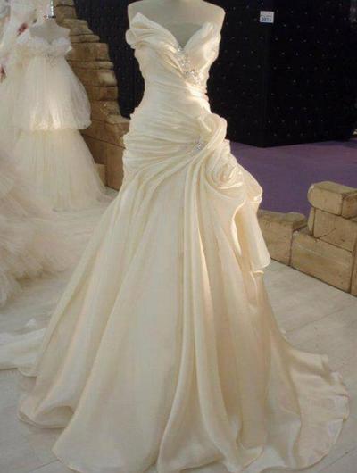 Beauty Mermaid Champagne Prom Dress,Fashion Bridal Dress