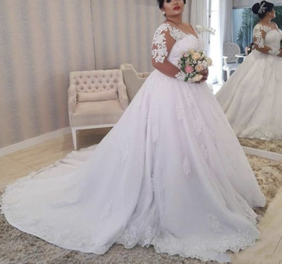 Plus Size Wedding Dresses with Lace Appliques