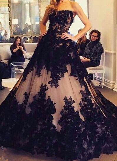 gorgeous black lace prom dress bridal gown