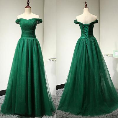 Sexy Off Shoulder Green TUlle Prom Dress,Evening Dress