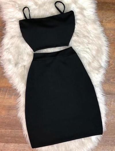 Sexy Two Piece Black Prom Dress, Homecoming Dress