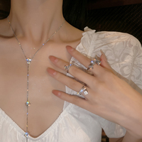 Chic Girl Y-shaped Silver Chain Necklace - Thumbnail 1
