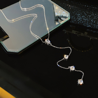 Chic Girl Y-shaped Silver Chain Necklace - Thumbnail 3