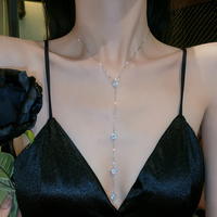 Chic Girl Y-shaped Silver Chain Necklace - Thumbnail 4