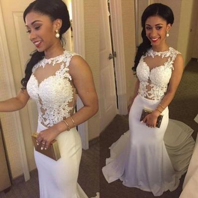 Sexy Mermaid White Lace Prom Dress Formal Dress