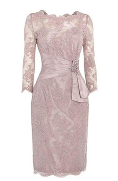 Long Sleeve A-line Short Mother of the Bridal Dresses