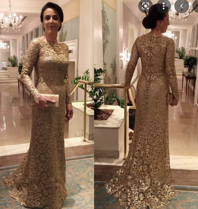 Mermaid Gold Lace Mother of the Bride Dresses