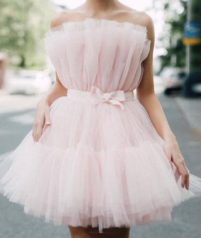 Sexy Pink tulle short prom dress homecoming dress